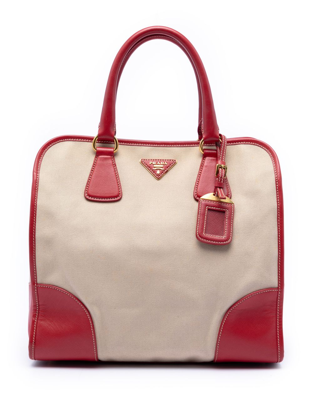 Prada 2010-2026 Saffiano Trimmed Canvas Canapa satchel