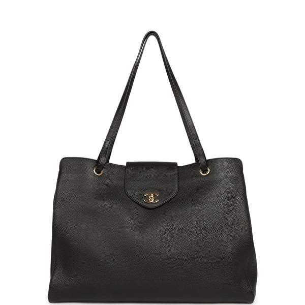 Chanel XXL "It Girl" Shopping Tote Black Grained Calfskin Gold Hardware