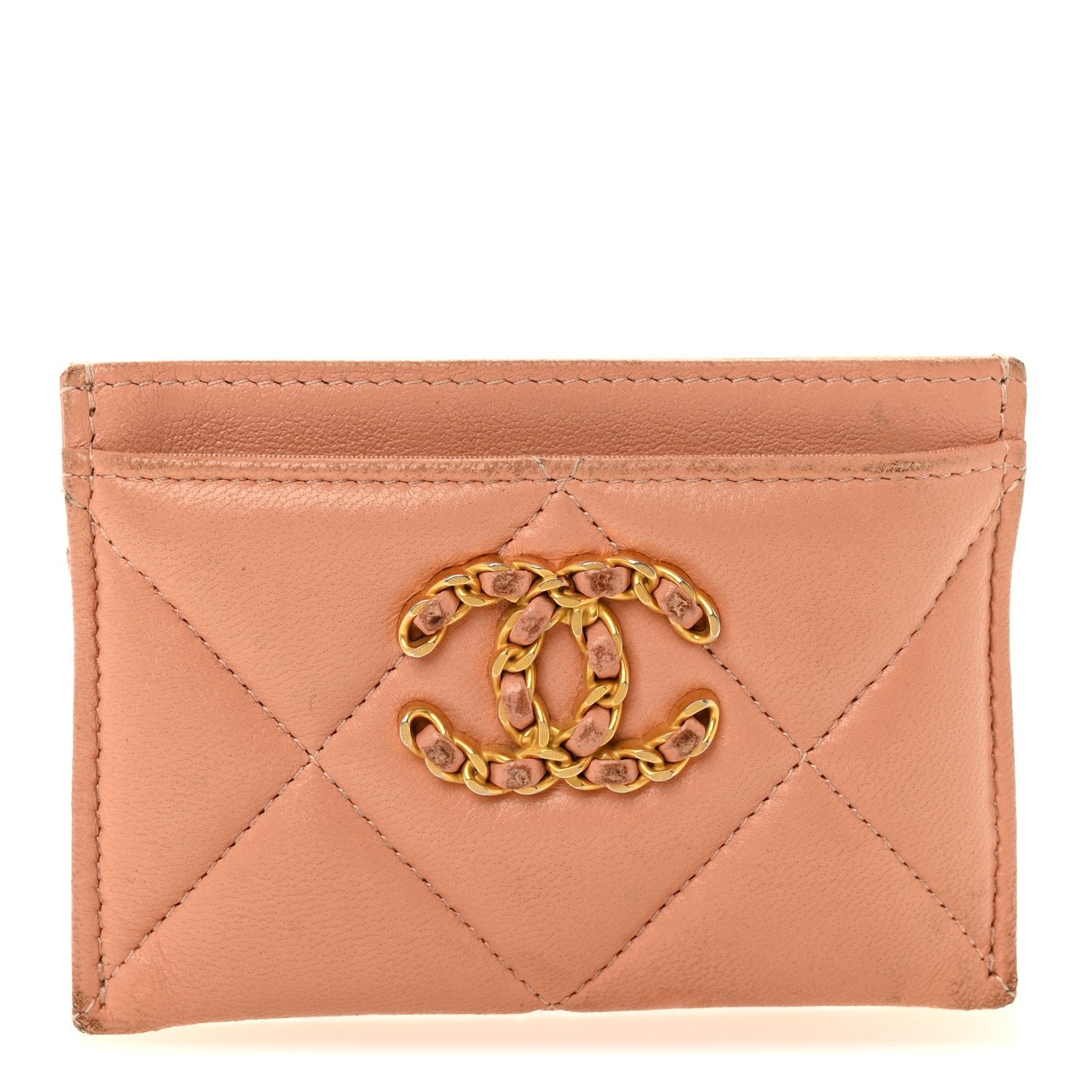 Chanel Chanel Lambskin Quilted 19 Card Holder Beige
