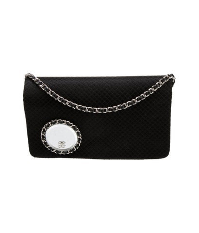 Chanel Satin Vanity Mirror Clutch W Chain