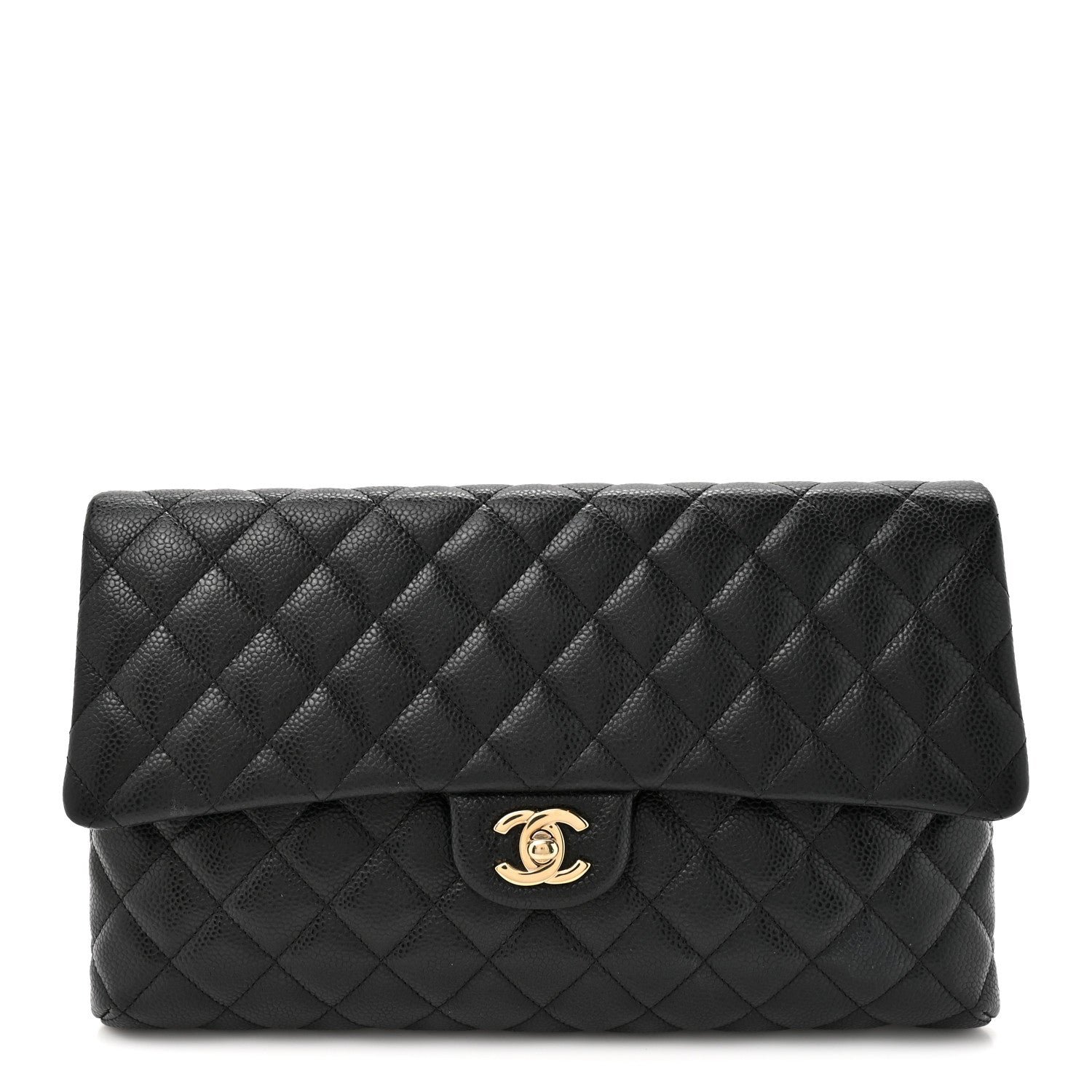 Chanel Caviar Quilted Flap Clutch Black