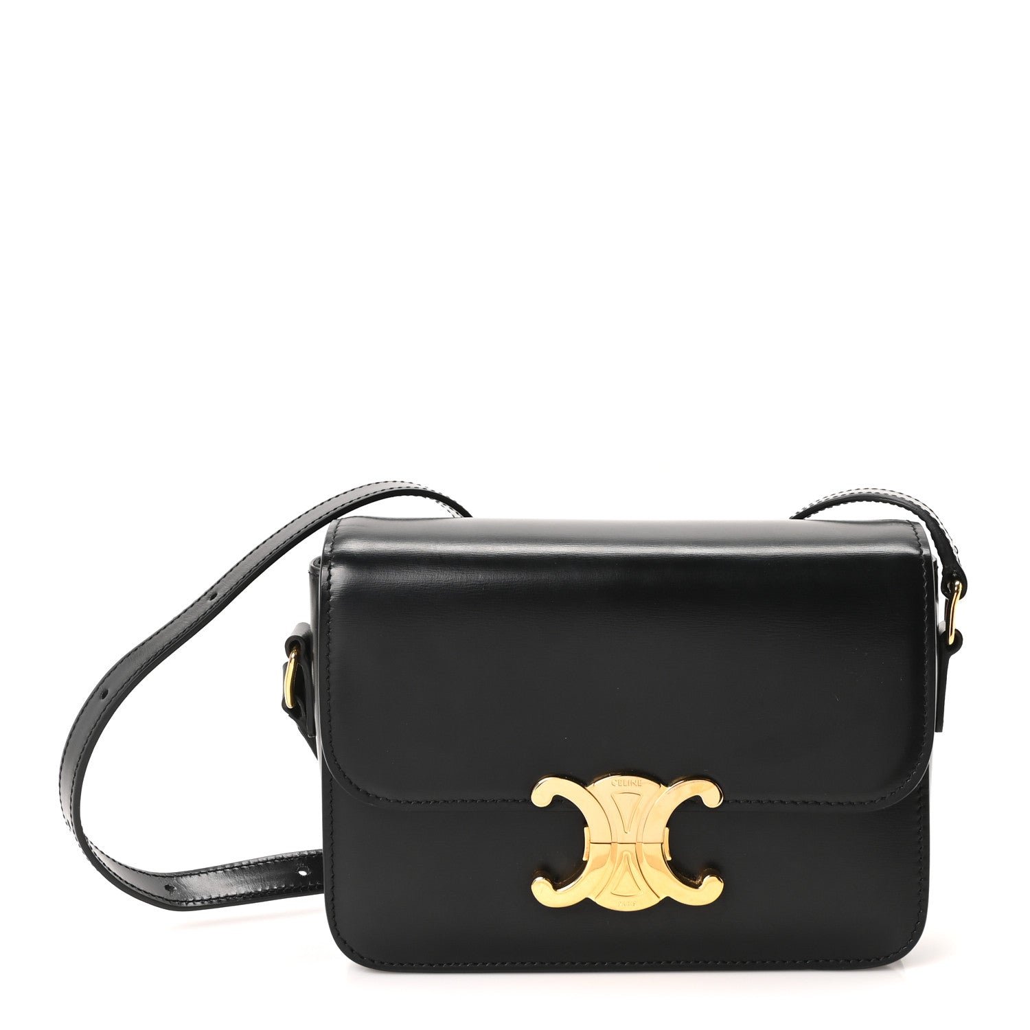 Celine Shiny Calfskin Teen Triomphe Black