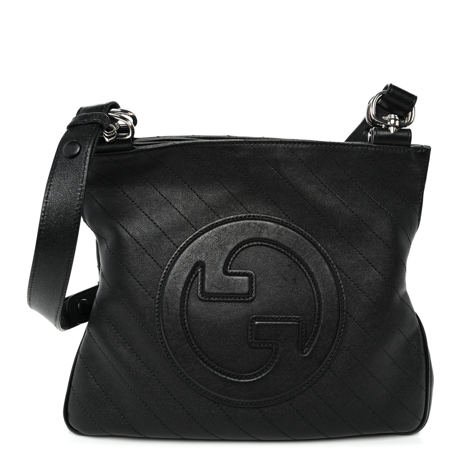 Gucci Sakai Be Green Calfskin Diagonal Stitched Small Blondie Tote  Black