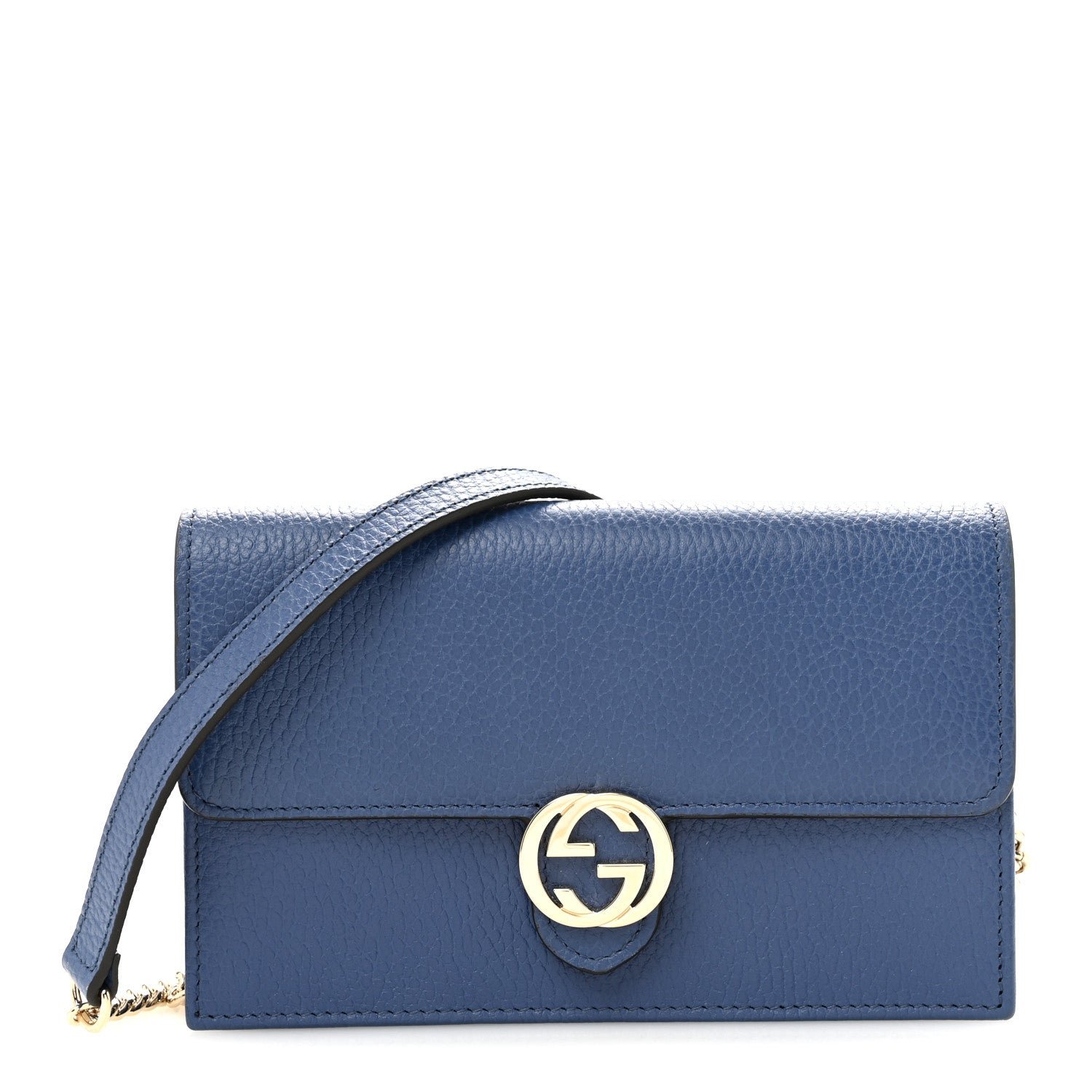 Gucci Dollar Calfskin Interlocking G Chain Wallet Caspian