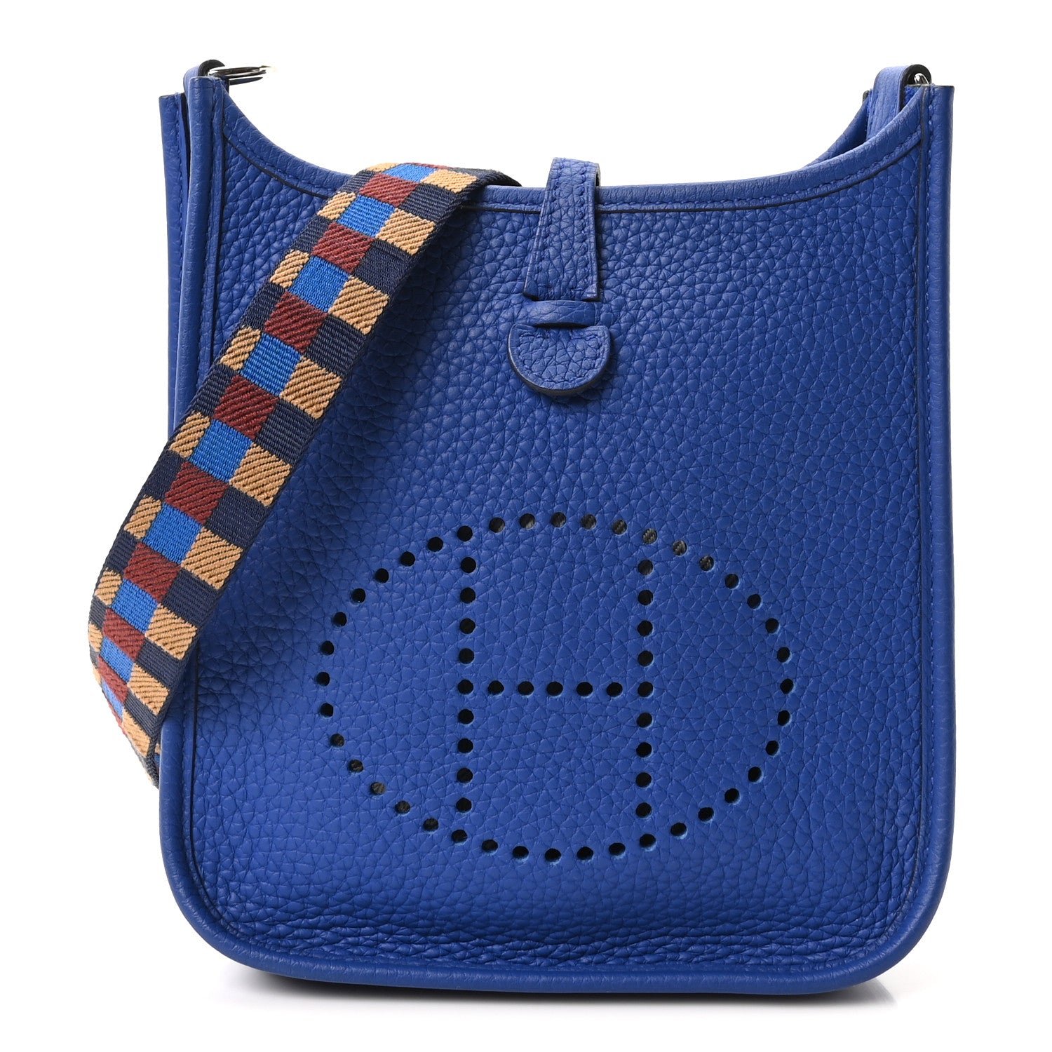 Hermes Taurillon Clemence Maxi Quadrille Evelyne TPM Royal Bleu Bleu Bill Biscuit Rouge H