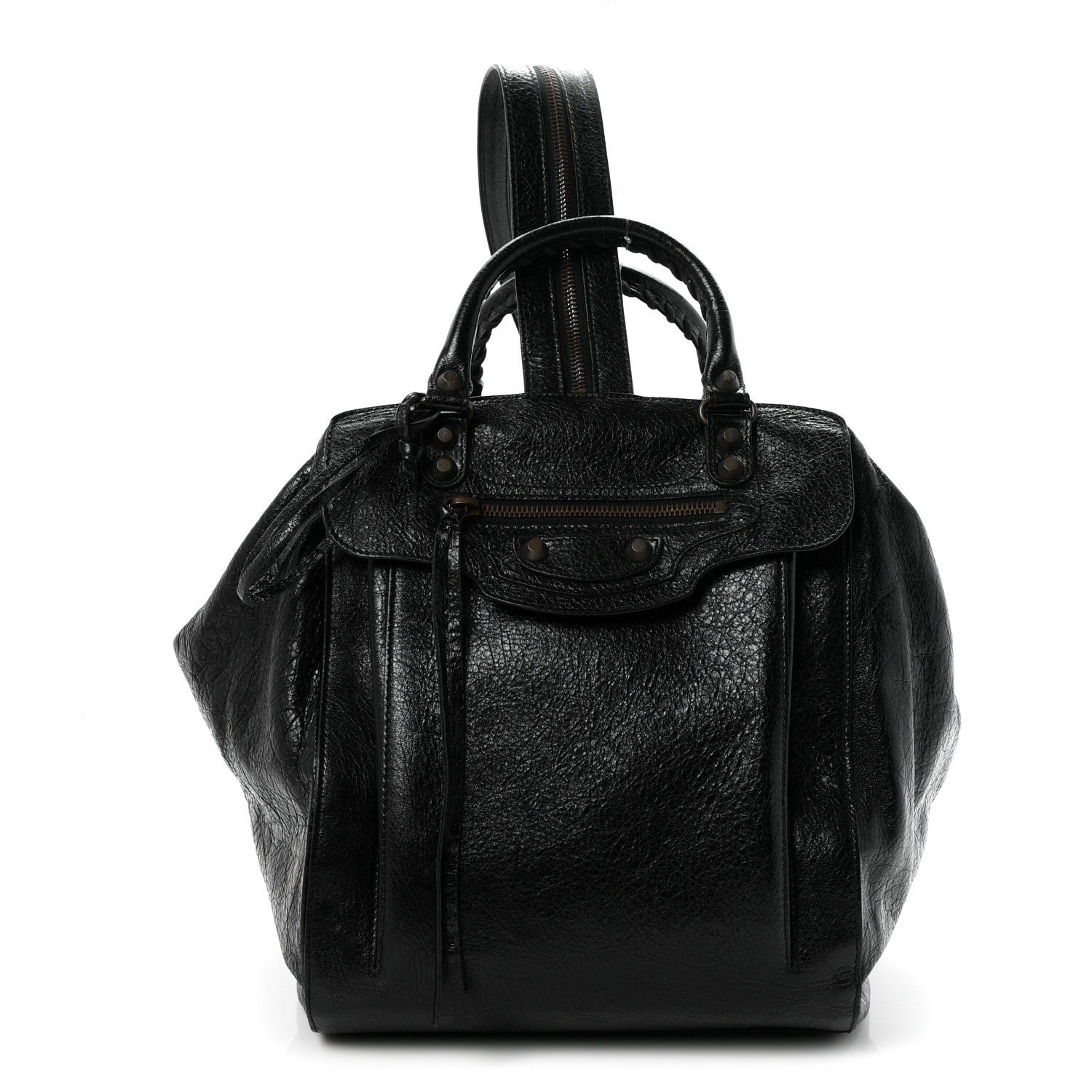 Balenciaga Agneau Classic Hardware Zip Traveler Backpack Black
