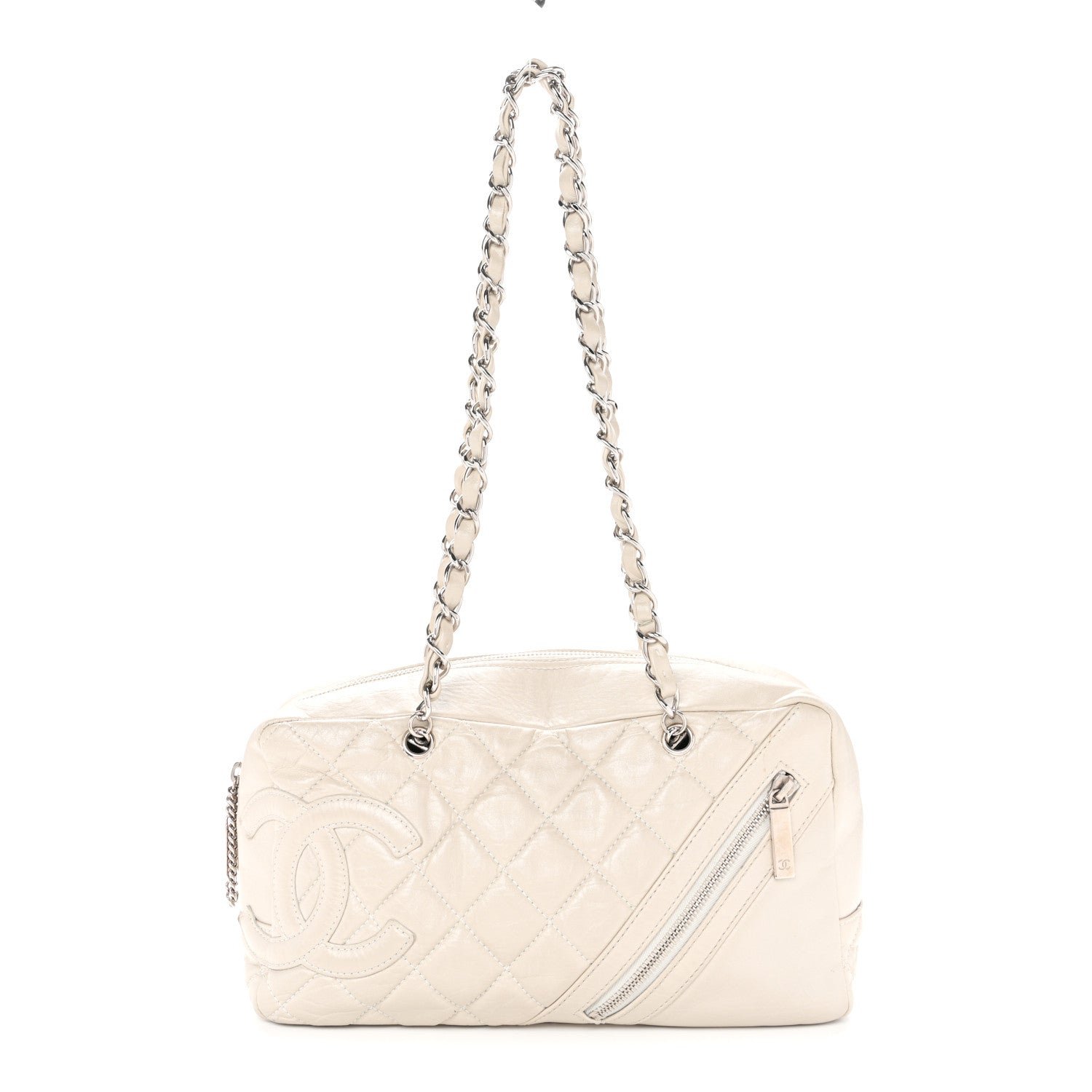 Chanel Aged Calfskin Quilted Cotton Club Bowler Pearl