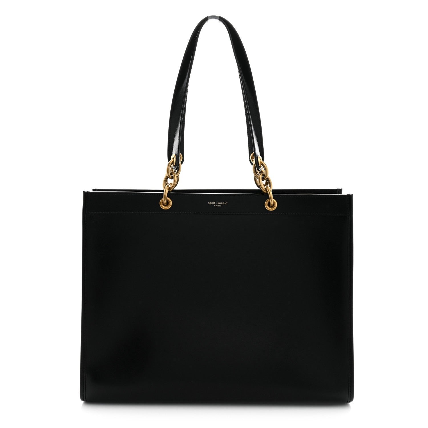 Saint Laurent Smooth Calfskin Maillon Cabas Tote Black
