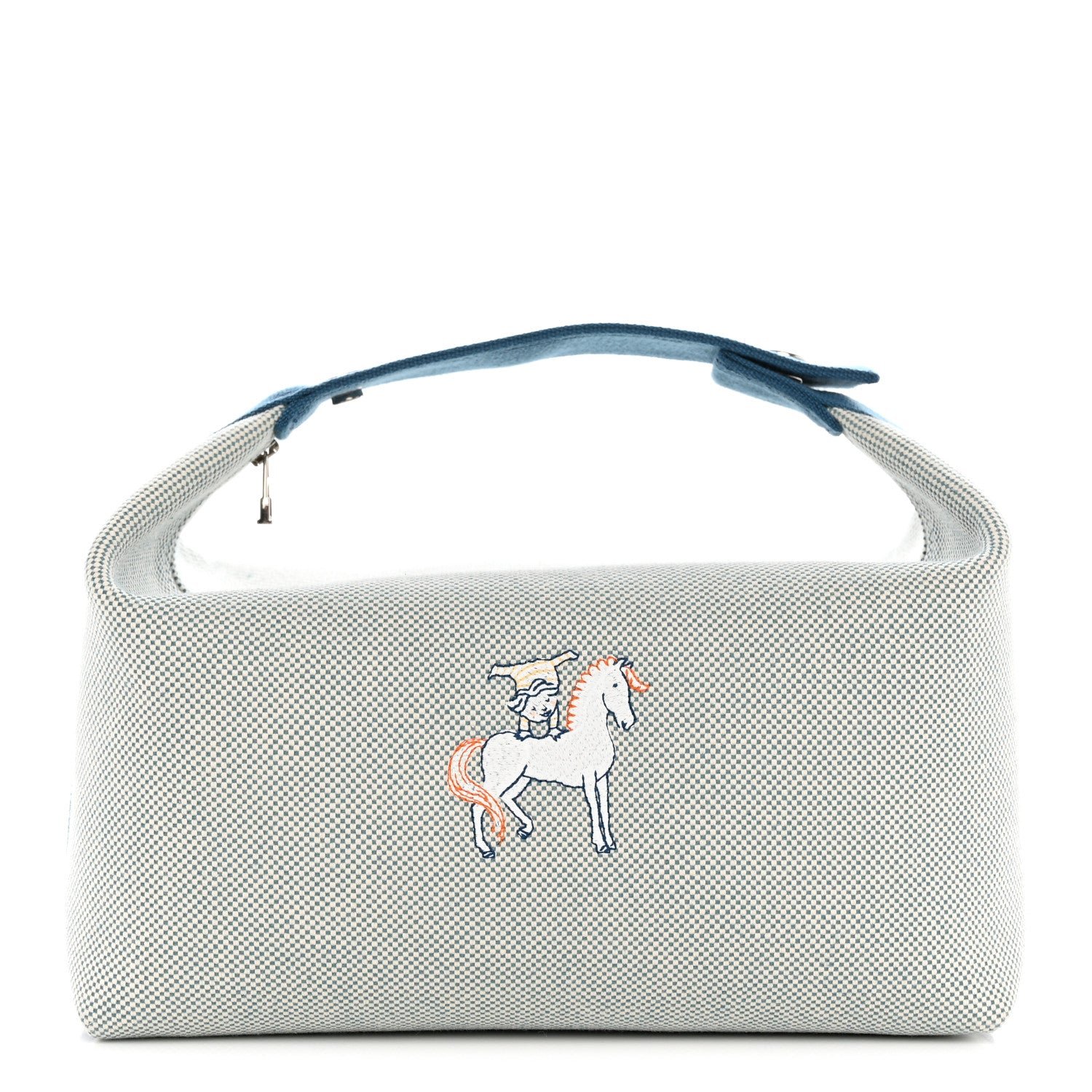 Hermes Canvas Large Bride-A-Brac Cabriole Case Bleu Nattier