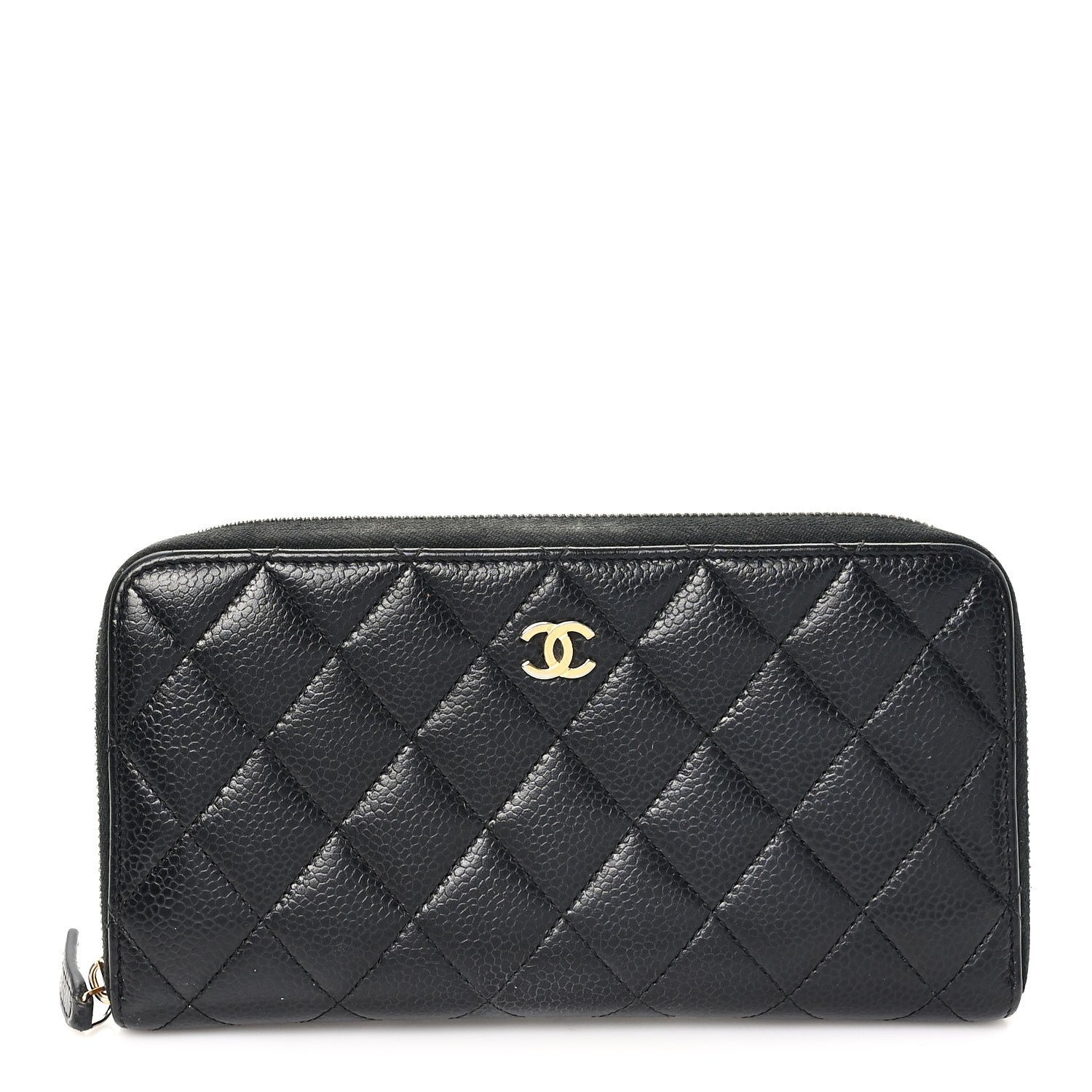 Chanel Caviar Quilted Large Gusset Zip Around Wallet Black