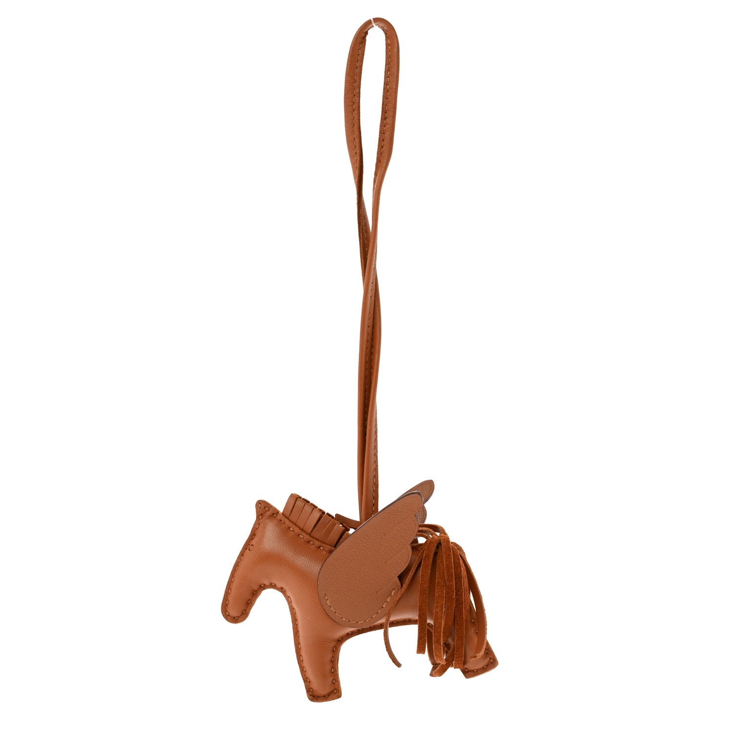 Hermes Milo Lambskin Swift Grigri Rodeo Pegase Horse Bag Charm PM Gold
