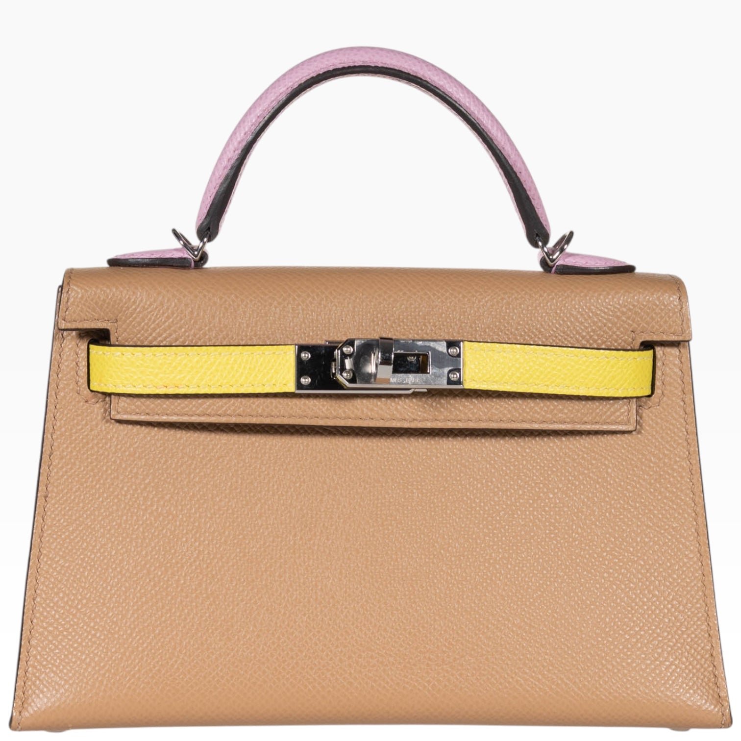 Hermes Hermès Kelly 20 Mini II Sellier Tricolor Chai Lime Mauve Sylvestre Epsom Palladium Hardware