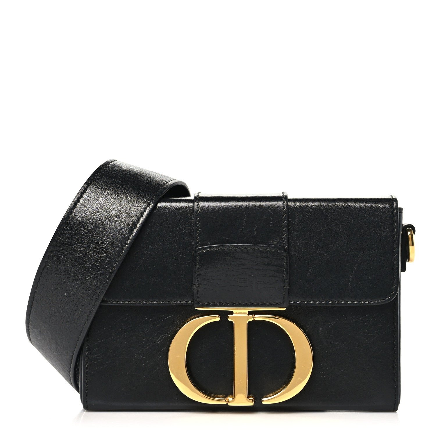 Christian Dior Crackled Lambskin 30 Montaigne Box Bag Black