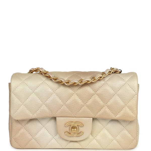 Chanel Chanel Mini Rectangular Flap Bag Gold Ombre Chevre Calfskin Antique Gold Hardware