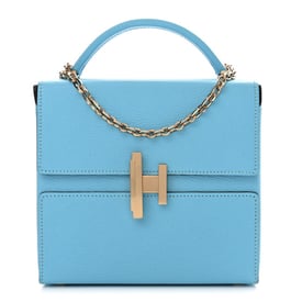 Hermes Chevre Mysore Cinhetic Boxy Top Handle Bag Bleu De Nord