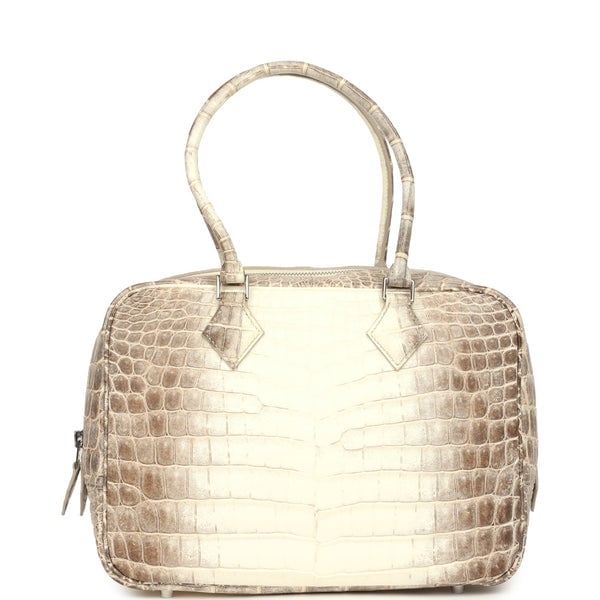 Hermes Pre-owned Hermes Plume 28 Himalaya Matte Niloticus Crocodile Palladium Hardware