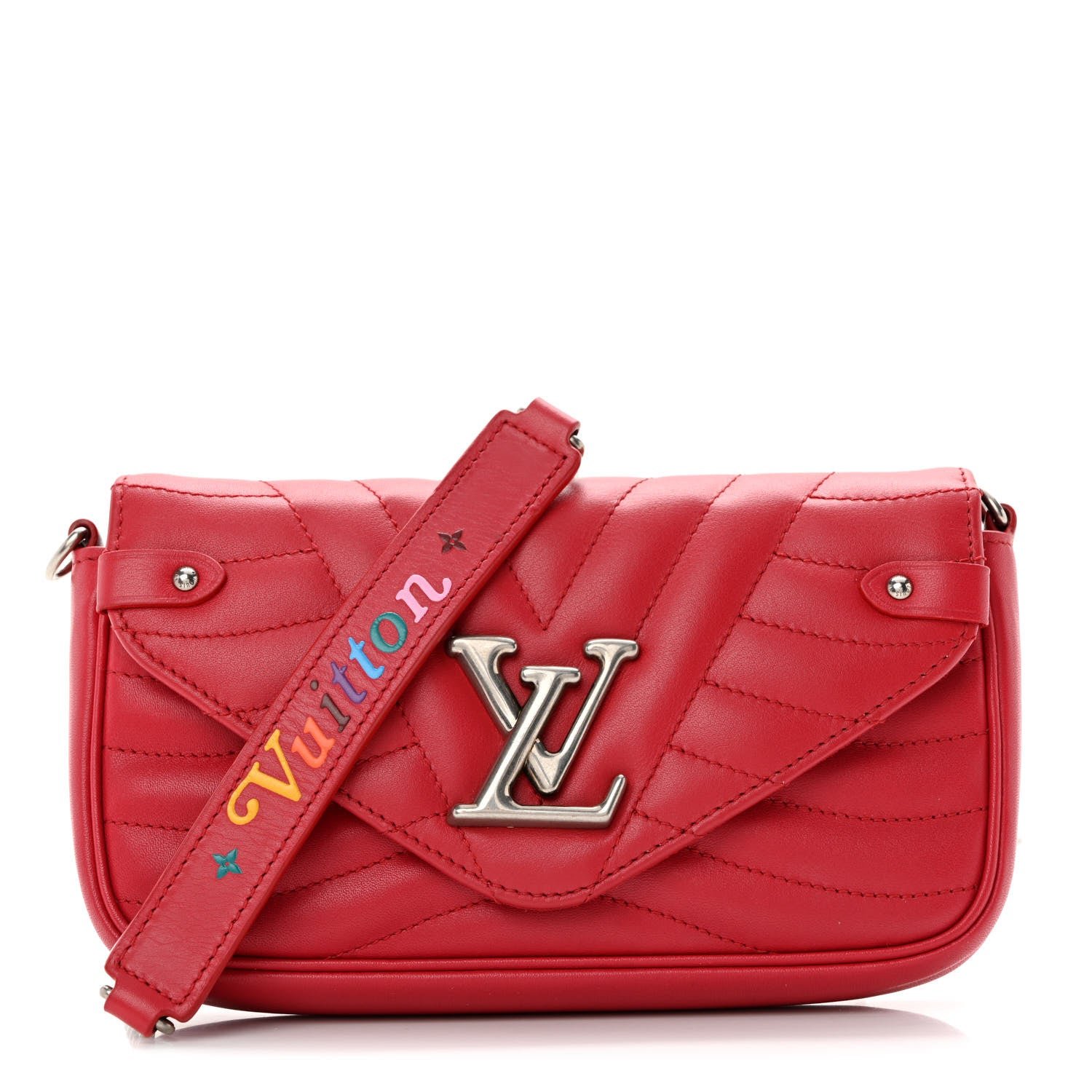 Louis Vuitton Calfskin New Wave Chain Pochette Scarlet