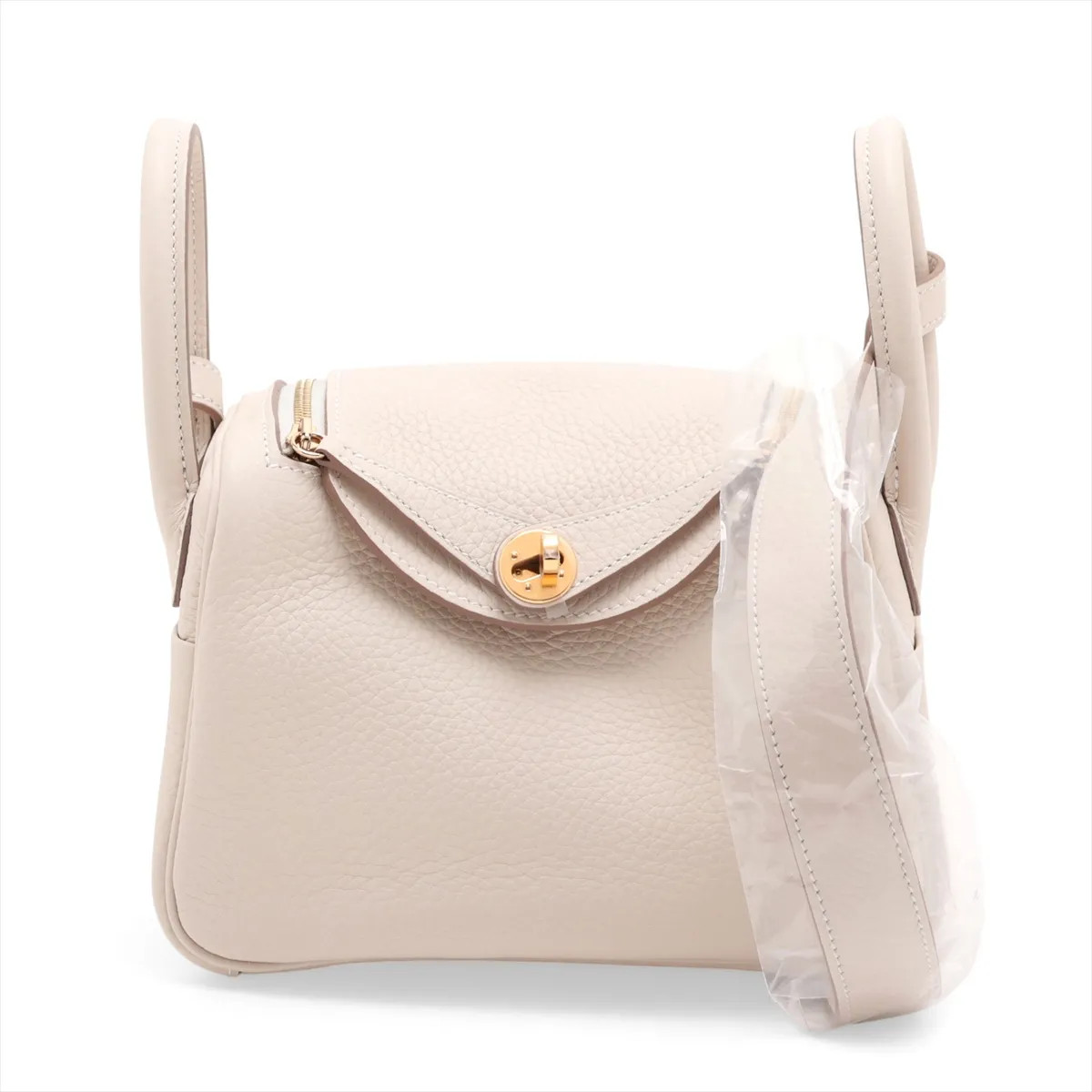 Hermès Lindy mini 20 Taurillon Clemence Craie Gold Metal Fittings