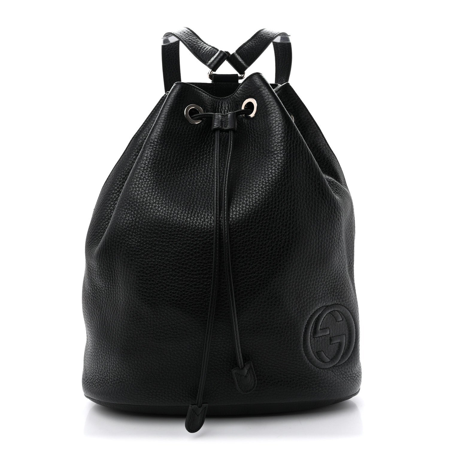Gucci Pebbled Calfskin Small Soho Drawstring Backpack Black