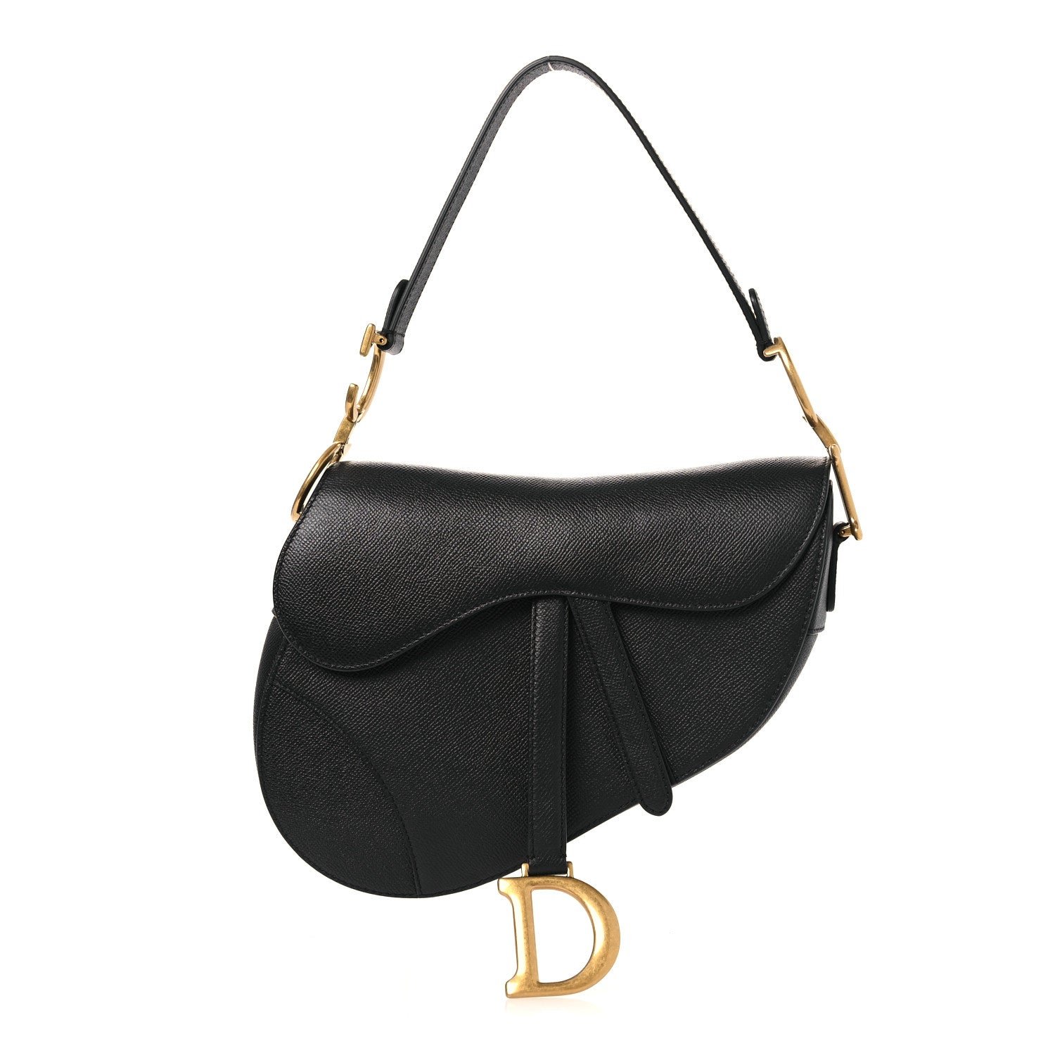 Christian Dior Grained Calfskin Saddle Bag Black