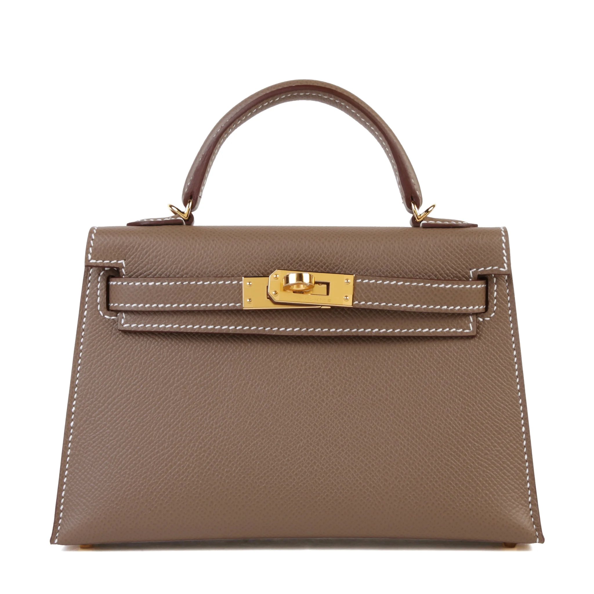 Brand New ( Rank N ) HERMÈS Mini Kelly II Etoupe (18) Epsom Gold hardware G (2026)