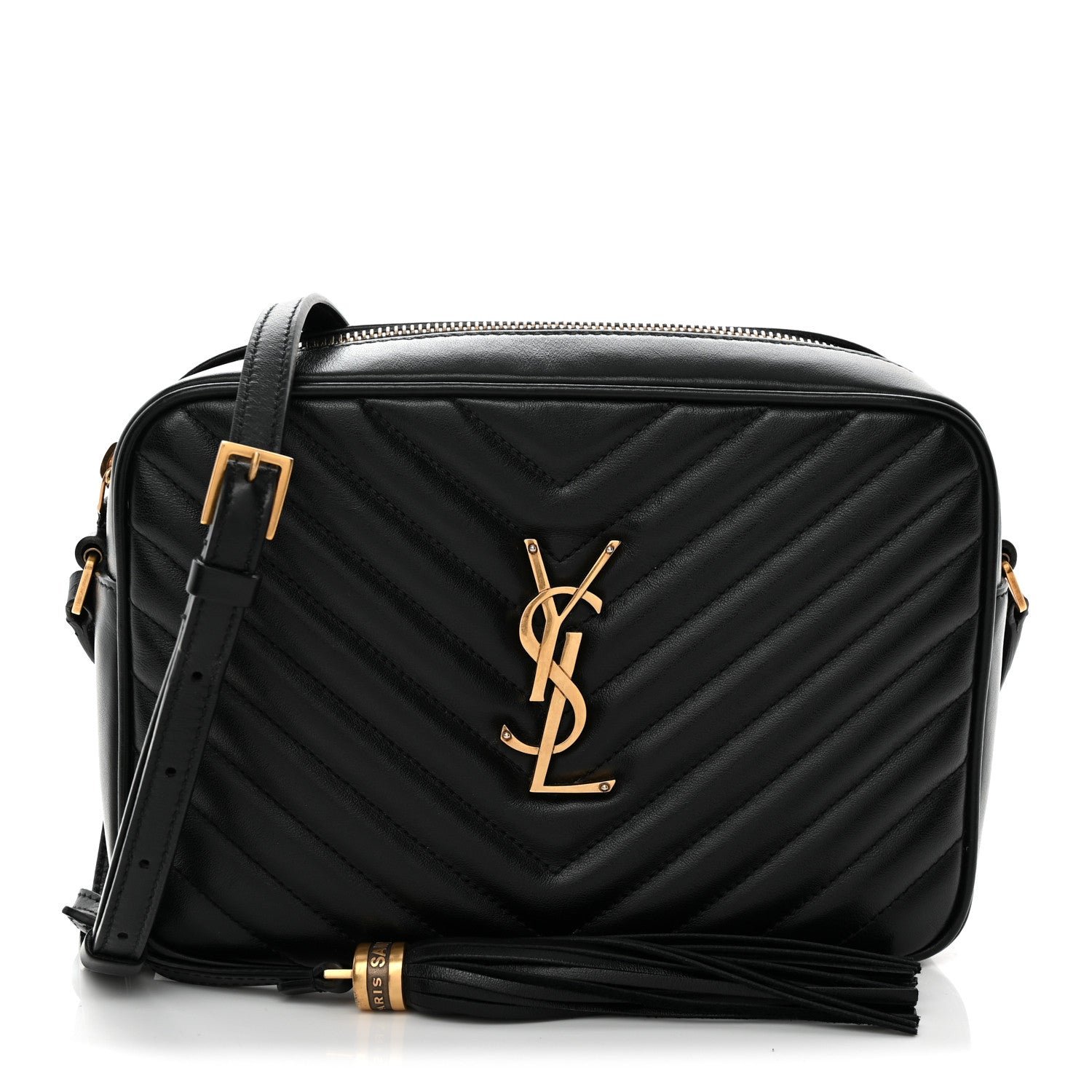 Saint Laurent Calfskin Matelasse Monogram Lou Camera Bag Black
