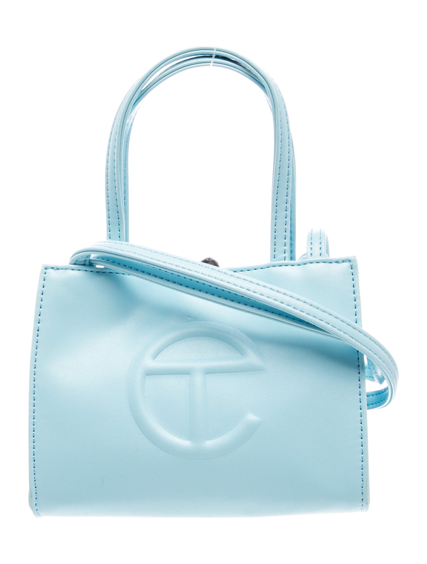 Vegan Leather Small Pool Blue Shopping Bag Small