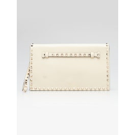 Valentino Valentino White Nappa Leather Rockstud Clutch Bag