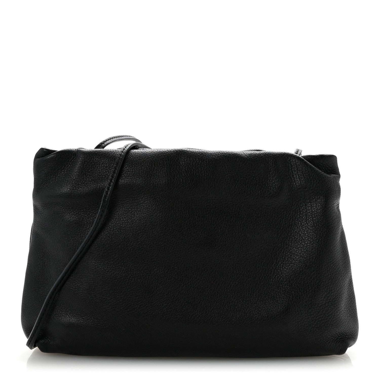 The Row Grained Calfskin Bourse Clutch  Black