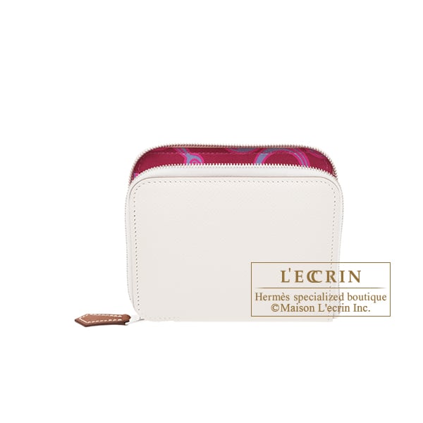 Hermes Hermes Azap Silk In Compact Gris pale/ Ruby Epsom leather/ Silk Silver hardware