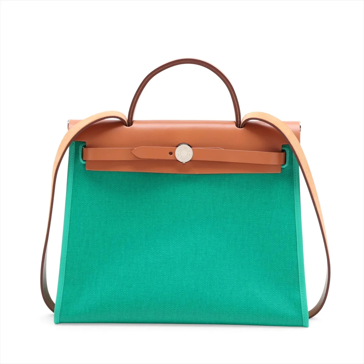 Hermès Herbag Zip PM Twal Military x Vash Hunter green x brown Silver Metal Fitt