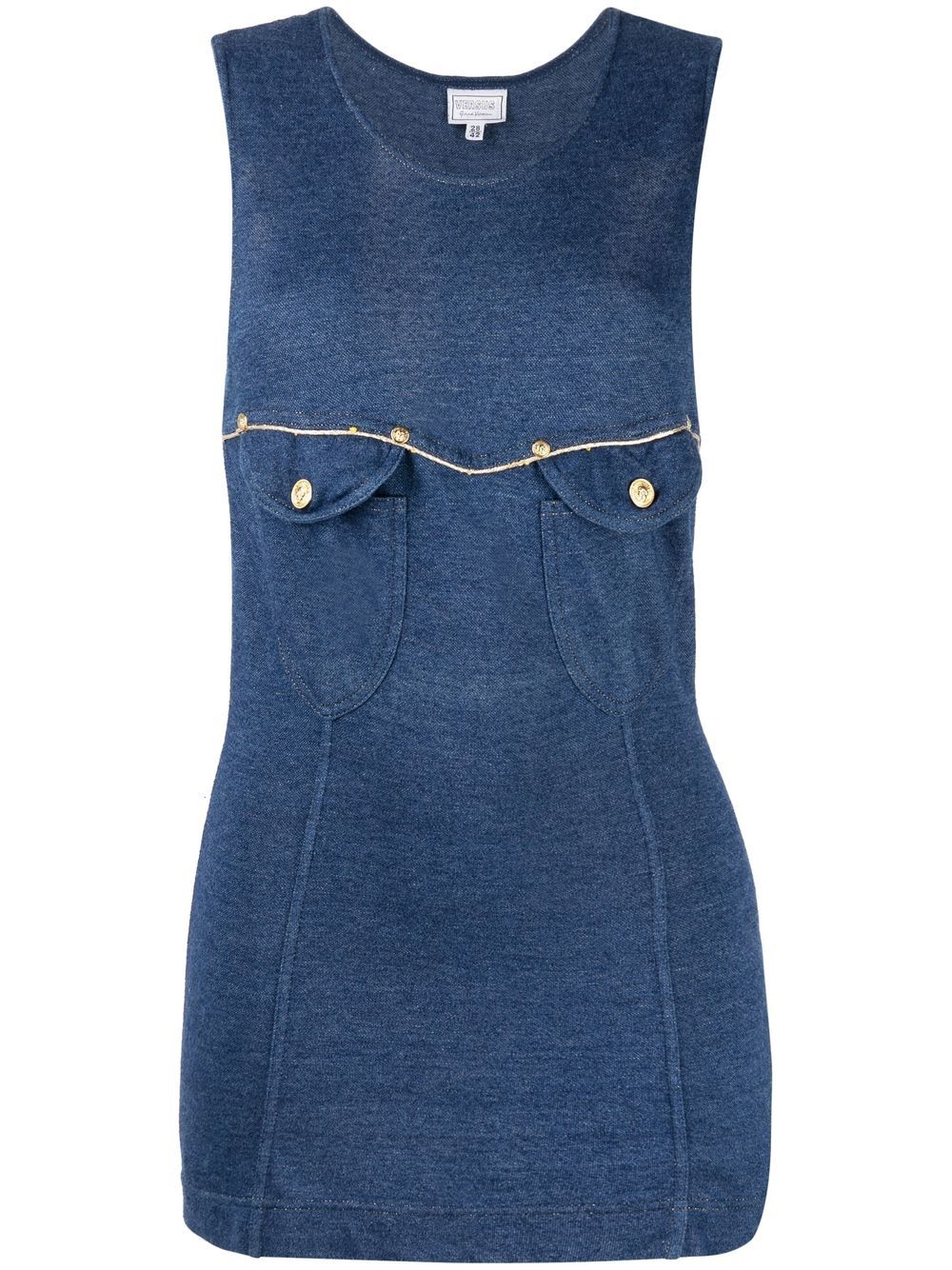Versace 2000s flap pockets sleeveless top