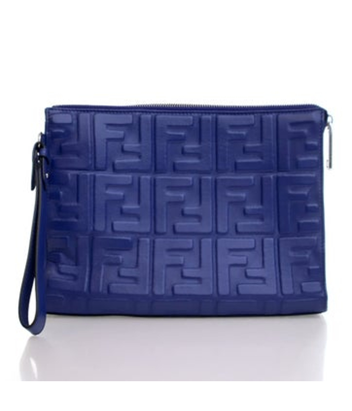 Fendi Zucca Ff Ff 1974 Embossed Calfskin Clutch