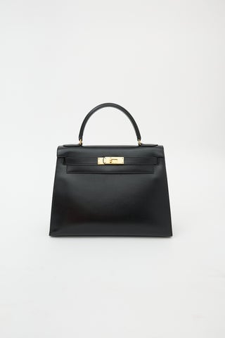 Vintage Noir Box Kelly Sellier 28 Bag