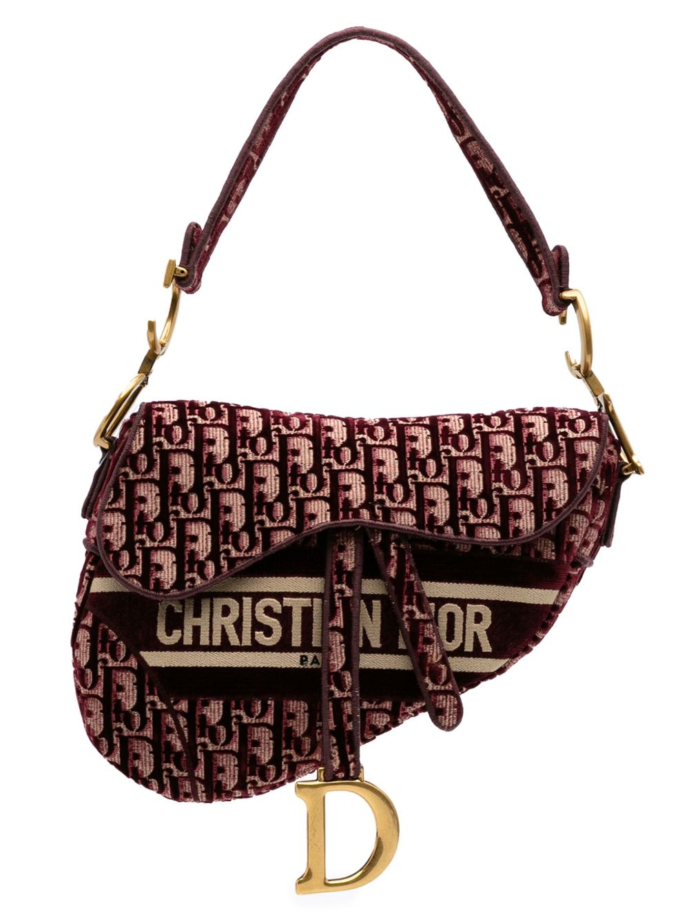 2020 Oblique Embroidered Velvet Saddle Bag shoulder bag
