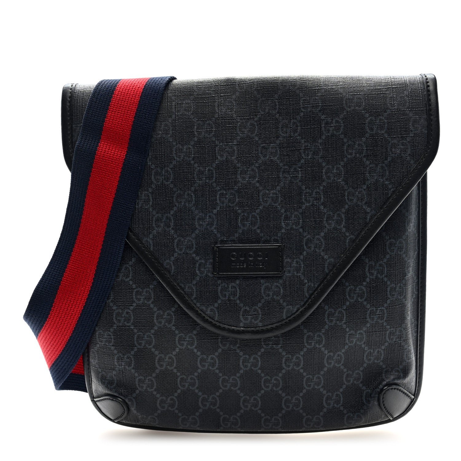 Gucci GG Supreme Monogram Web Medium Messenger Bag Black Grey