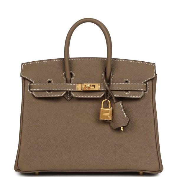 Hermes Hermes Birkin 25 Etoupe Togo Brushed Gold Hardware