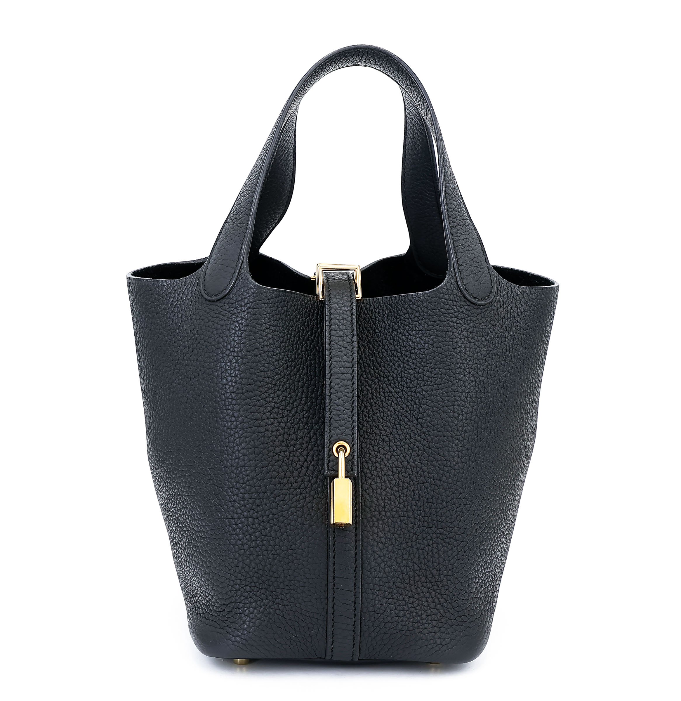 Hermes Very Good ( Rank A) HERMÈS Picotin Lock PM Noir (89) Clemence Gold hardware D (2019)