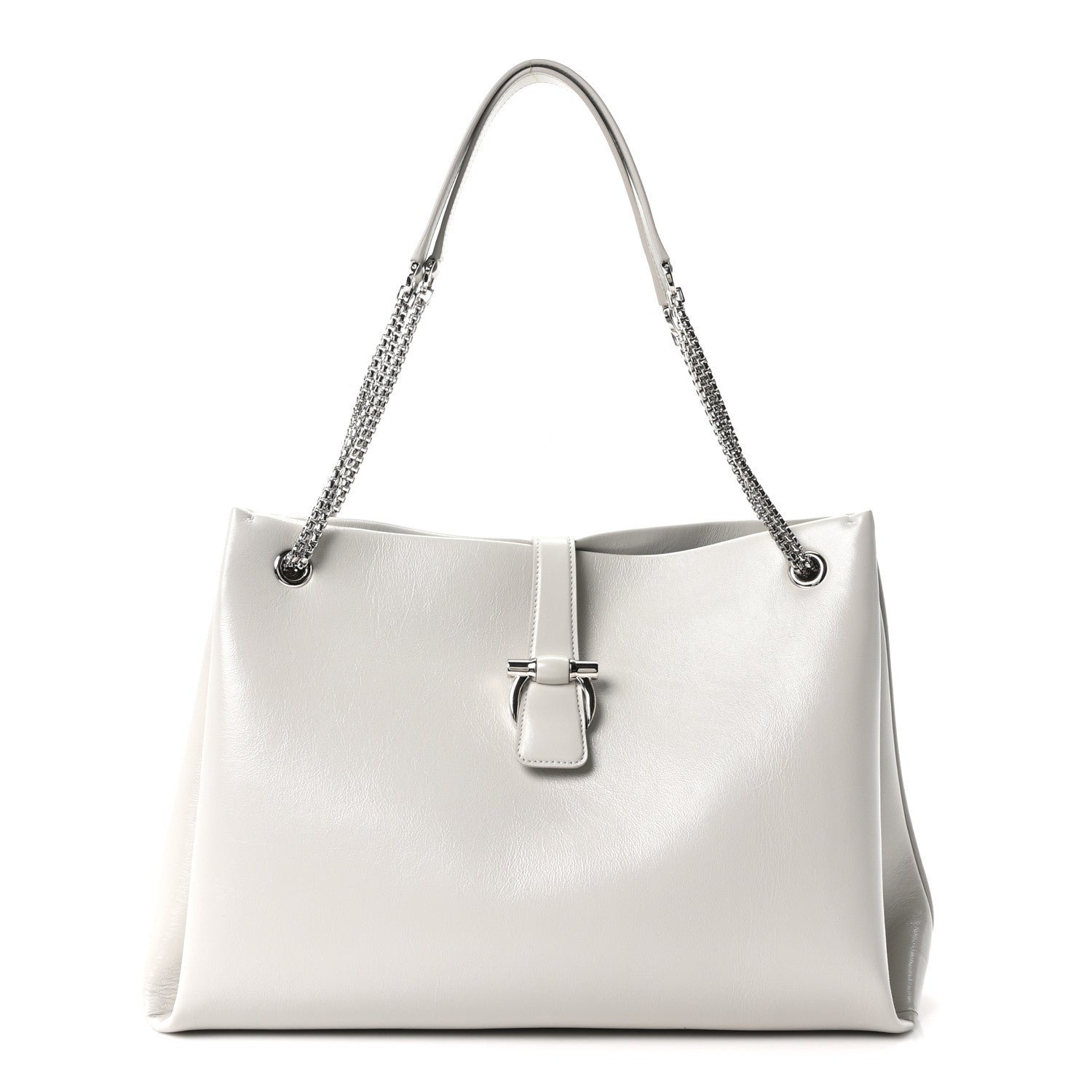 Salvatore Ferragamo Calfskin Large Mia Tote Grey