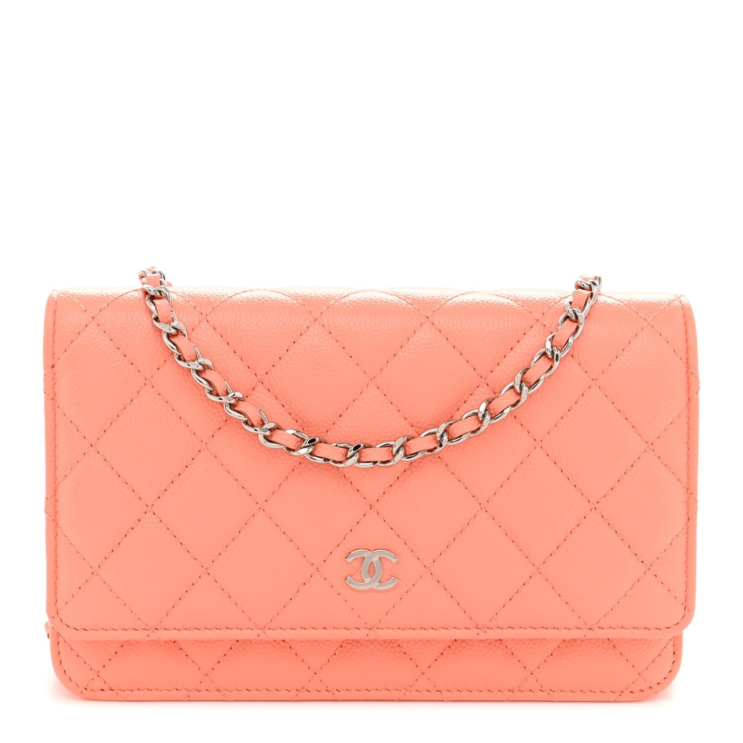 Chanel Caviar Quilted Wallet on Chain WOC Coral