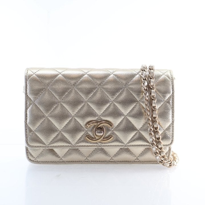Chanel Calfskin Metallic CC Wallet On Chain (WOC)