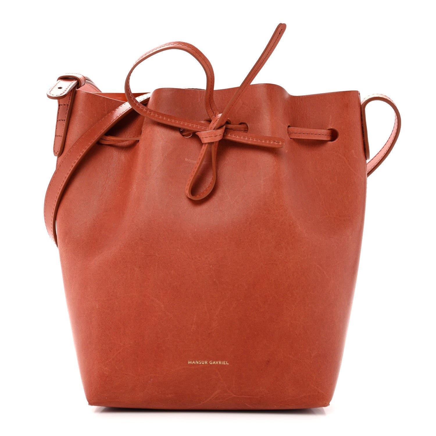 Mansur Gavriel Vegetable Tanned Calfskin Mini Bucket Bag Brandy