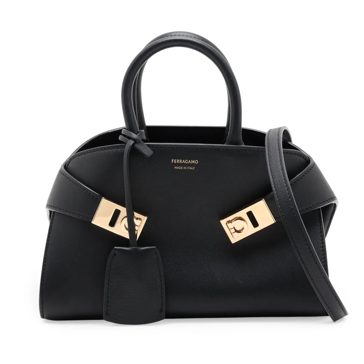 Ferragamo Hug Mini Leather 2 Way Handbag Black