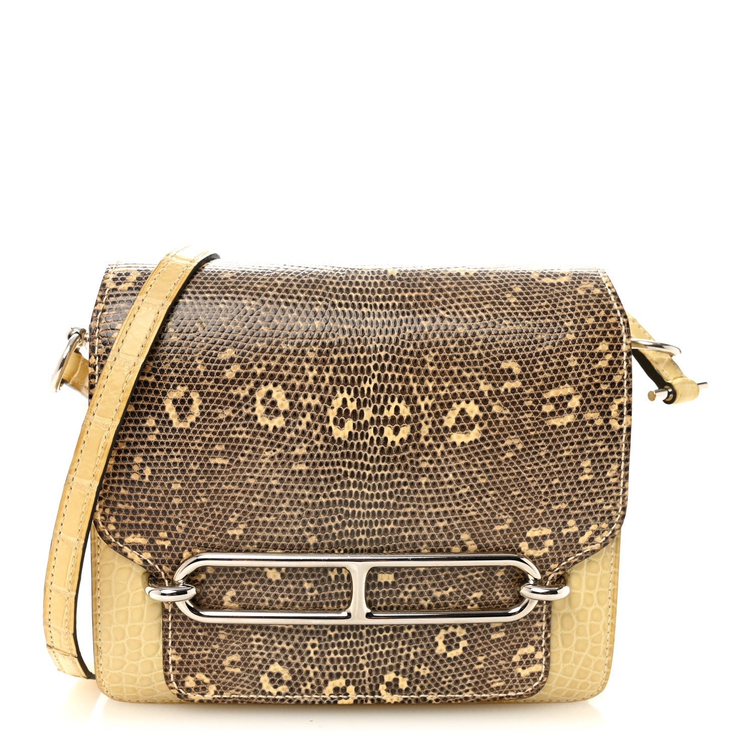 Hermes Matte Alligator Lizard Mini Sac Roulis Ombre Vanille
