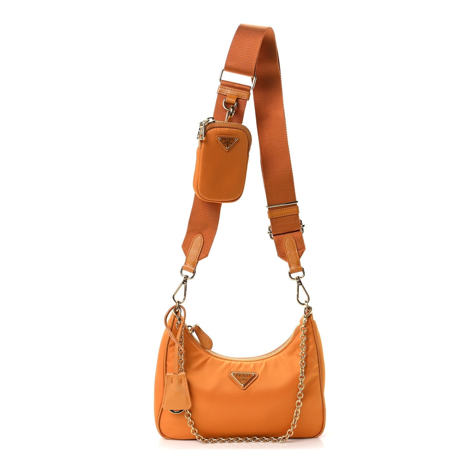 Prada Re-Nylon Saffiano Re-Edition 2005 Shoulder Bag Amber