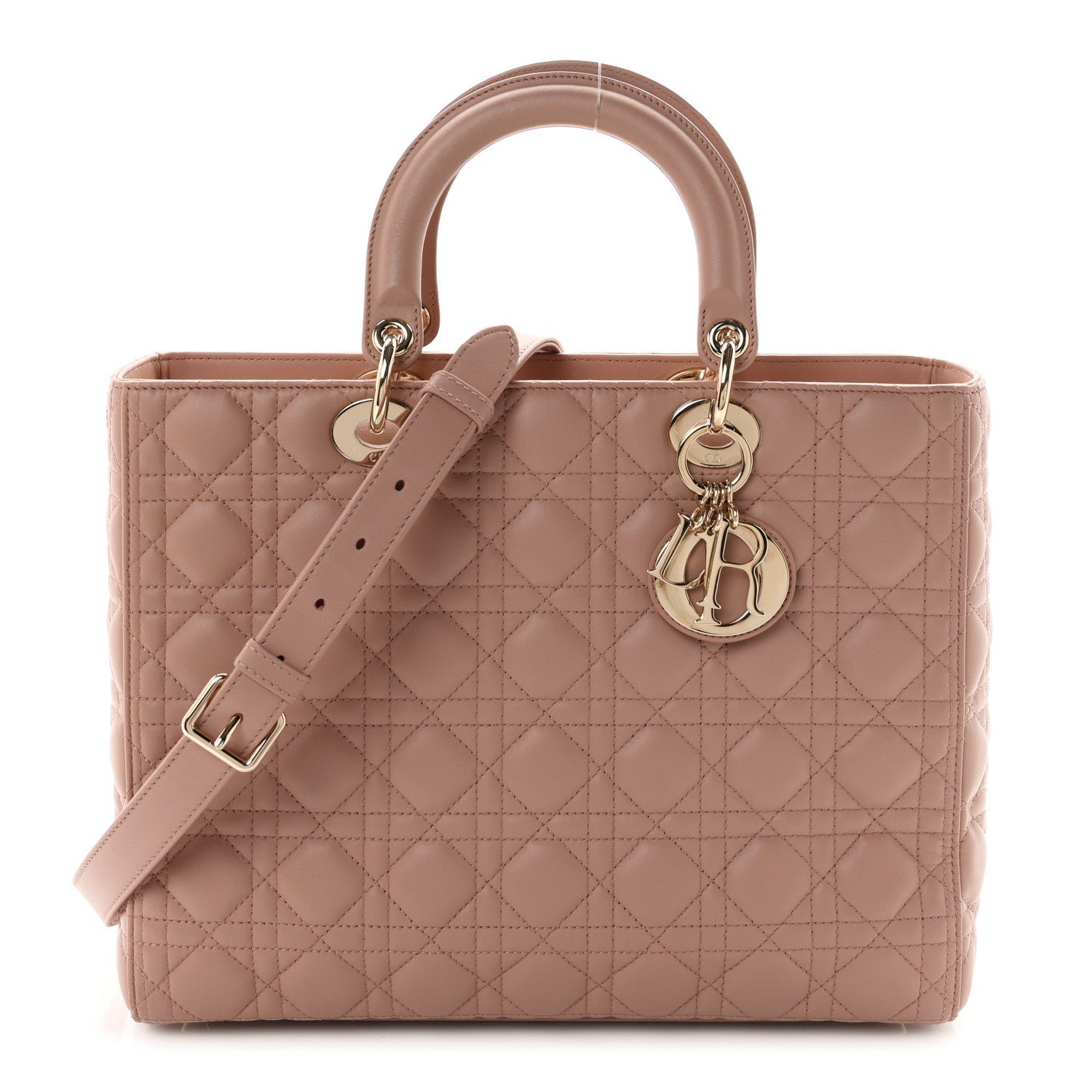 Christian Dior Lambskin Cannage Large Lady Dior Fard