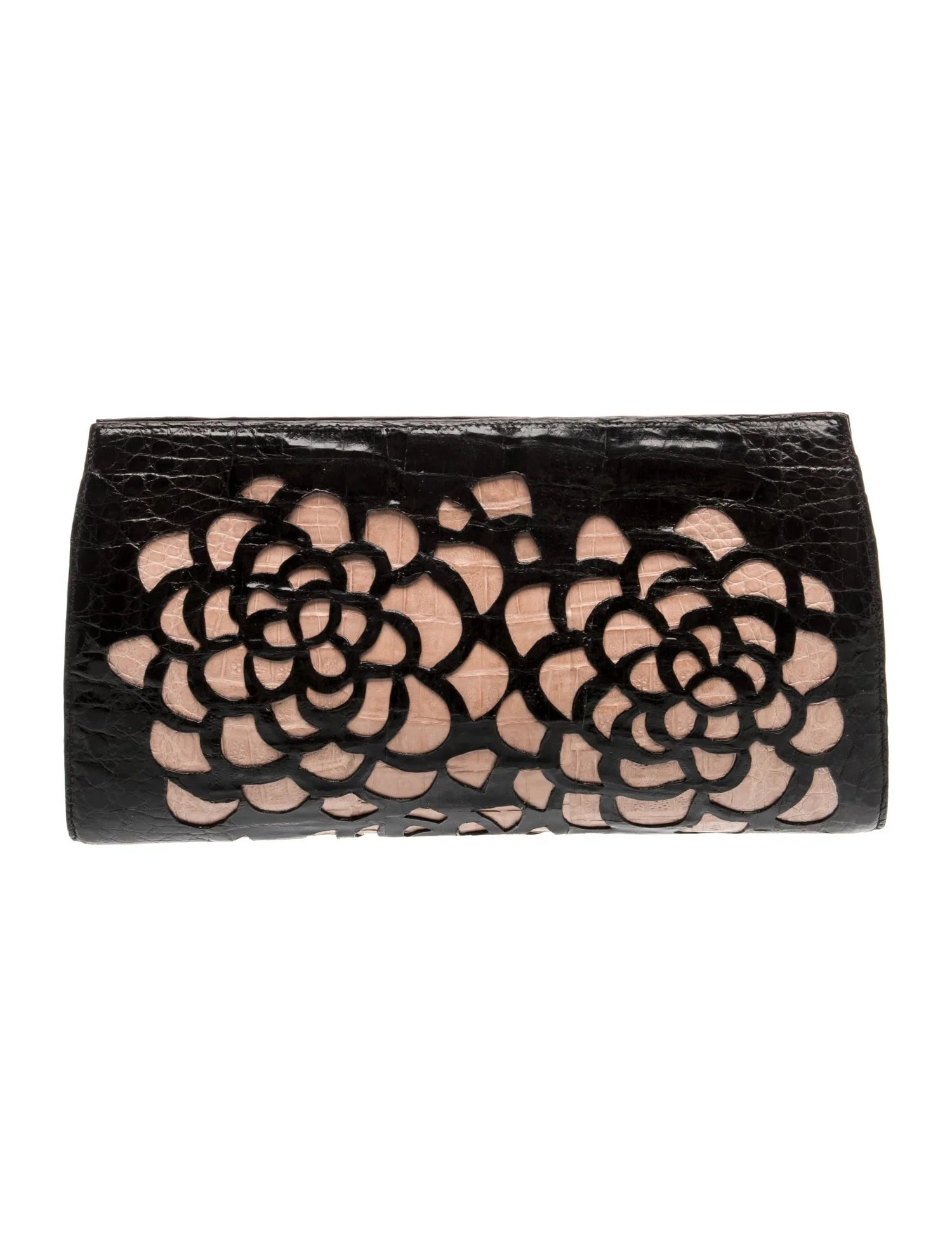 Nancy Gonzalez Crocodile Floral Cutout Alligator Clutch Medium