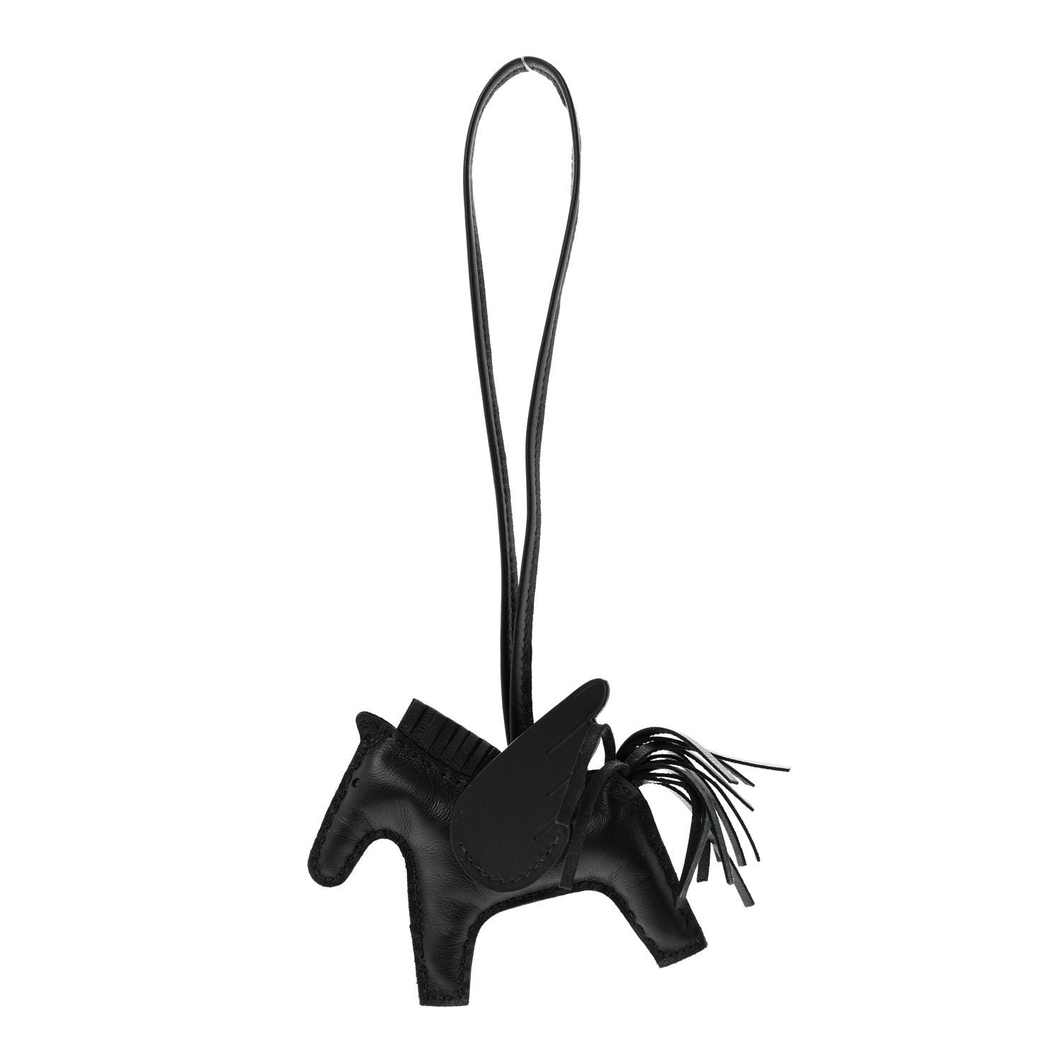 Hermes Milo Lambskin Grigri Rodeo Pegase Horse Bag Charm PM So Black