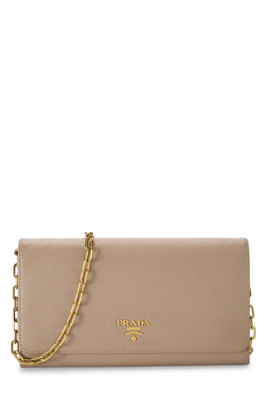 Beige Saffiano Leather Wallet On Chain (WOC)