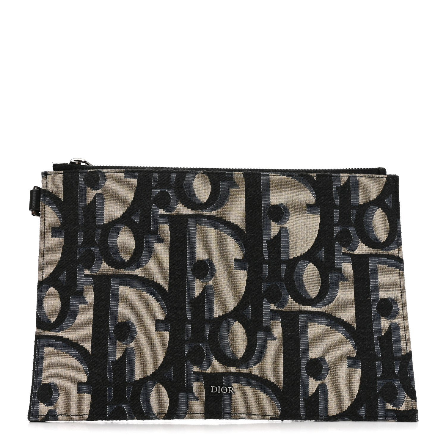 Christian Dior Maxi Oblique Jacquard A5 Zipped Pouch Blue